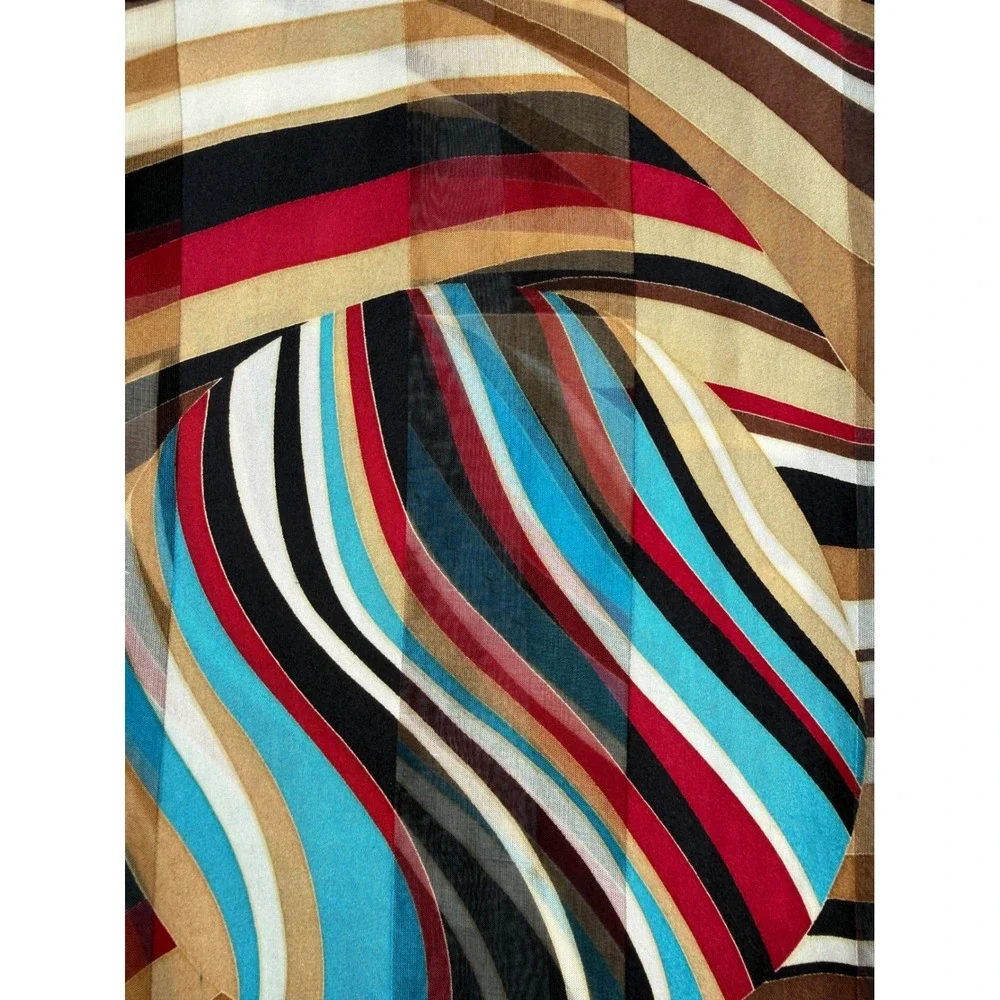 Vintage Oscar de la Renta Silk Scarf Multi Color Geometric Striped Sheer
